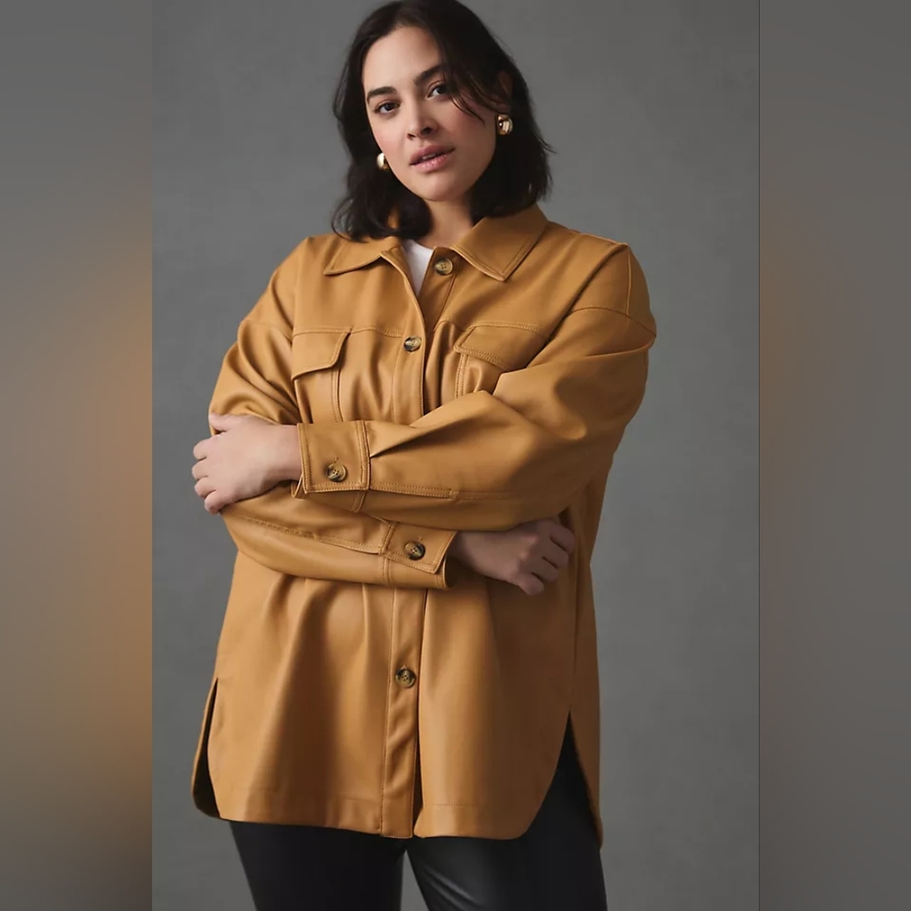 Anthropologie maeve pleather shirt jacket